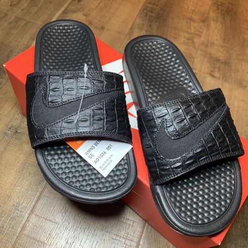 Women's Nike Benassi JDI SE Slide Sandals Croc AO1036 001 Black Black Rare  NEW | eBay