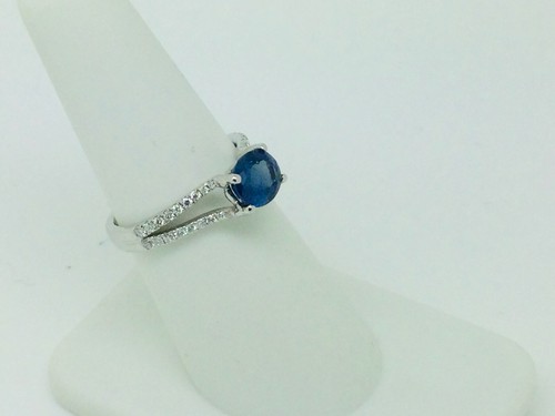 1.5 ct natural beautiful sapphire 18k white gold ring with natural diamonds - Picture 3 of 5