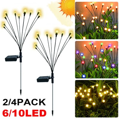 2/4er Solar Gartenlichter LED Firefly Solarlampen Glühwürmchen Lichter 10 Kugeln