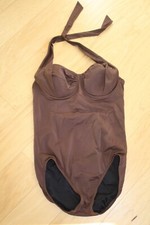 Lands End One-Piece Brown Swimsuit Halter Underwire Size 10 EUC