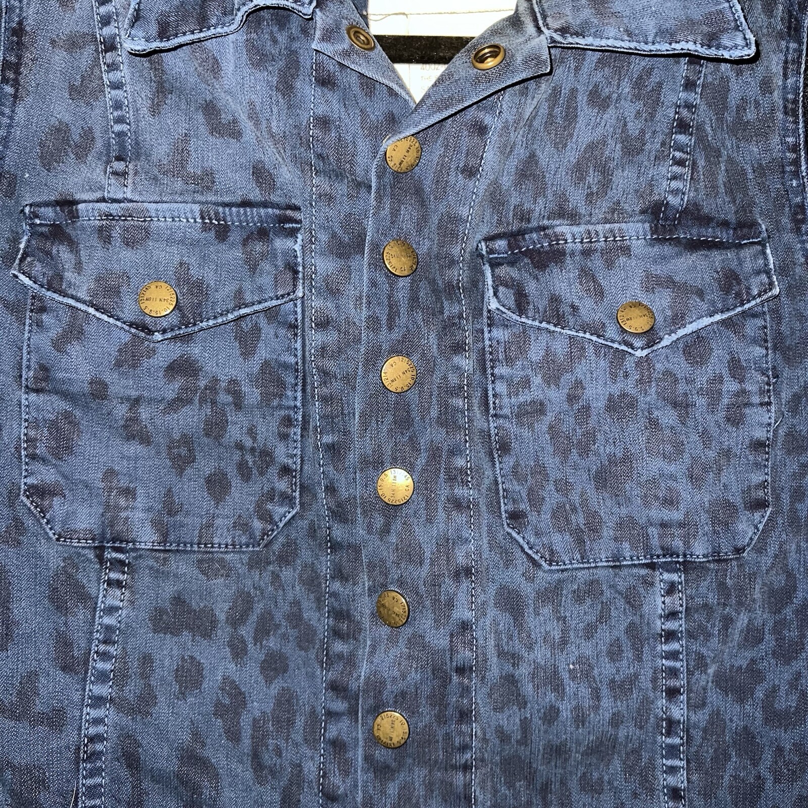 Current/Elliott Leopard Print Denim Button Up Jac… - image 2