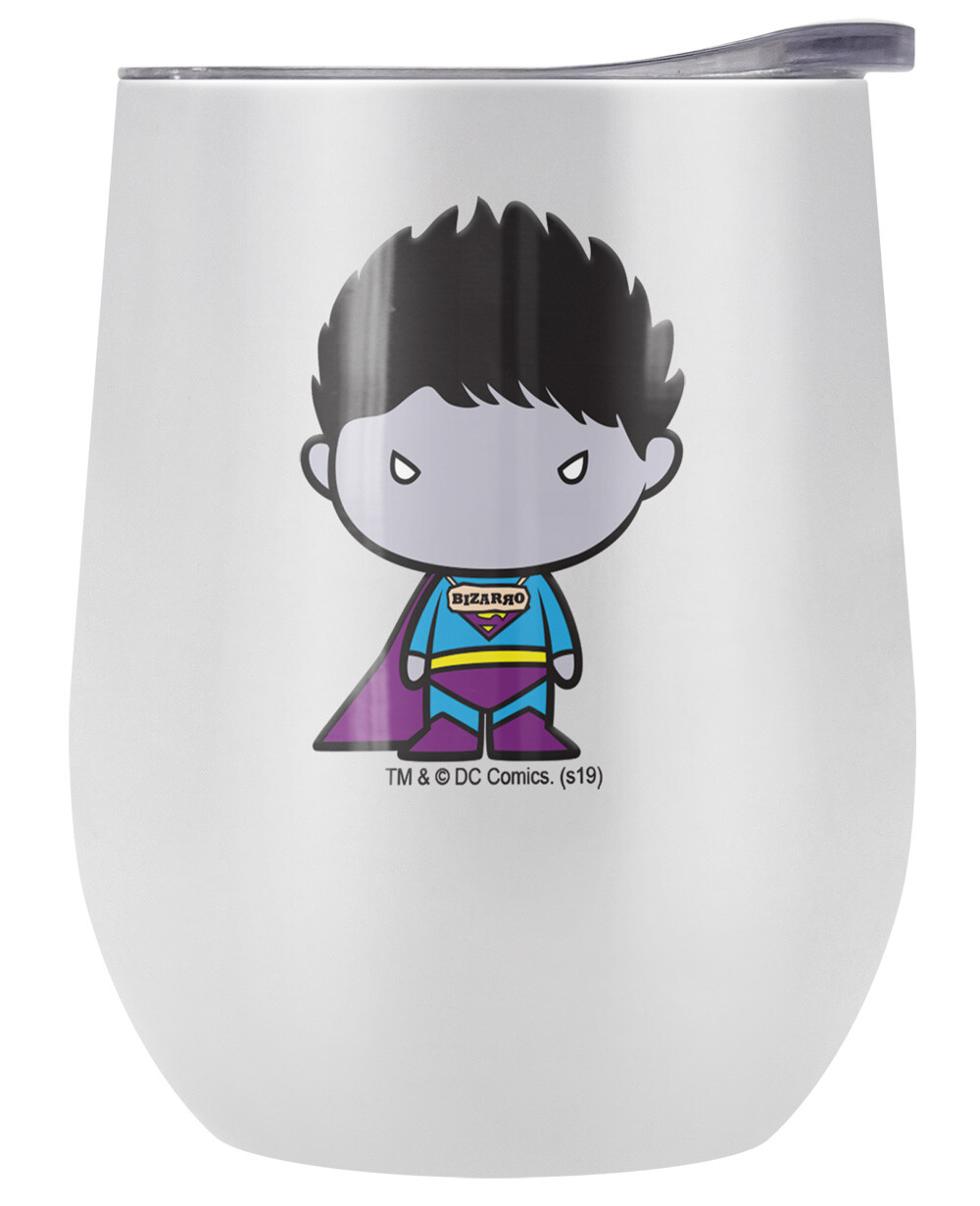 Superman Bizarro Character 12oz Wine Tumbler White Insulated Leak Resistant