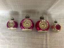 4 Shiny Brite Double Indent Ornaments Pink