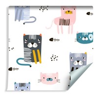10M Vlies Tapete Rolle Kinderzimmer Tiere Katzen Fische Punkte Linien Xxl 370