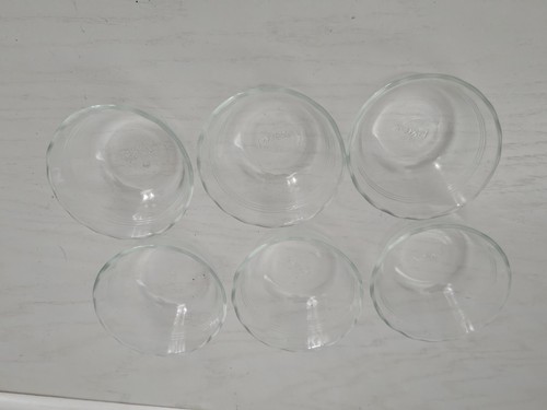 Set di 6 tazze crema pasticcera vintage Pyrex 463 bordo smerlato trasparente Ramekins 6 oz 175 ml - Foto 3 di 9