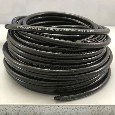 AUTOSILICONEHOSES Black PVC Reinforced Hose Pipe - Sold By The Meter - Water Air Oil Fuel Braided