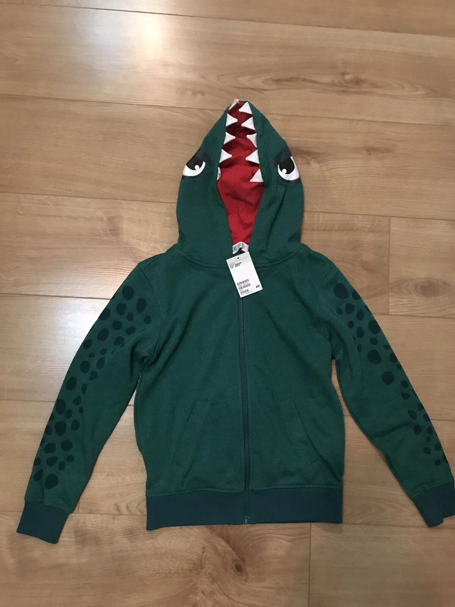 BNWT H M Boys Green Dinosaur Zipped hoodie for 8 10 years
