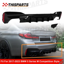 M Competition Style Glossy Black Rear Bumper Diffuser For 17-23 BMW G30 5 Series