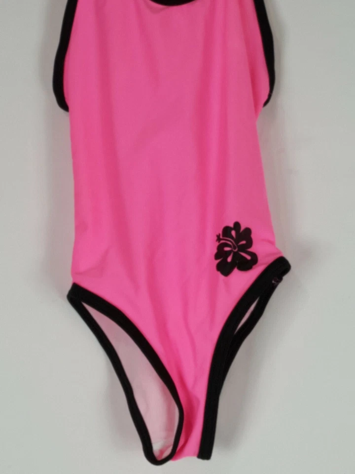NUEVO Traje de baño Amy Byer de una pieza para niñas Razorback rosa negro traje de baño talla 8 Foto 3 de 4