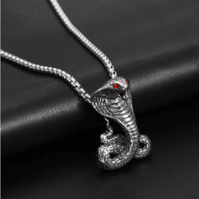 Pendentif Serpent Cobra En Argent Sterling 925, Oxydé, Artisanal