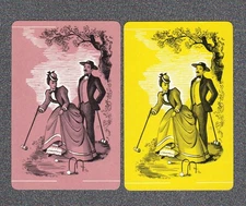 Vintage Swap Playing Cards 2 Deco Lady & Man Playing a Game Pair Card Collection