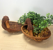 Wicker Nesting Baskets Duck Geese Wooden Beaks Vintage Size 4 X 6 Set Of 2 Wicker Nesting Baskets Duck Geese Wooden Beaks Vintage Size 4 X 6 Set Of 2