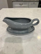 California Modern Santa Anita Ware Blue Gray Gravy Boat 7x5’