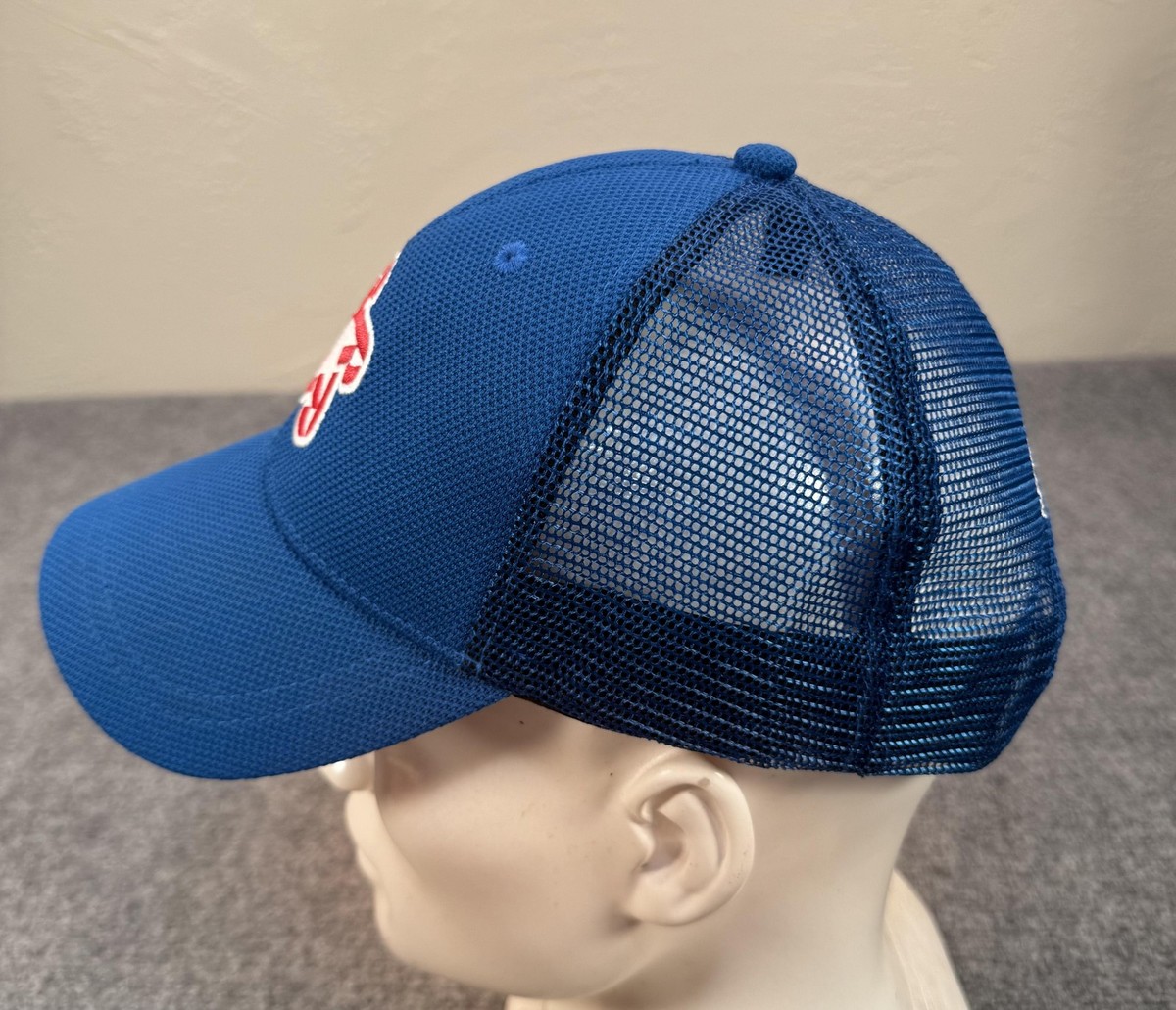 Chapeau de camionneur en maille avec drapeau américain vintage du 4 juillet, Bleu marine/blanc., Taille unique