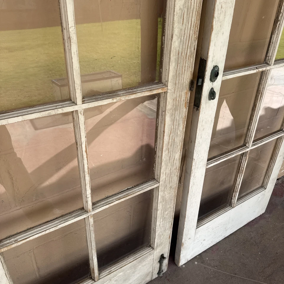 60.25"x80.50"x1 3/8" Antique 20 Pane French Double Doors 1800's - Image 3 of 4
