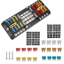 20 Way Blade Fuse Block 16 Circuit Fuse Holder Fuse DC SUB Panel with Ground and