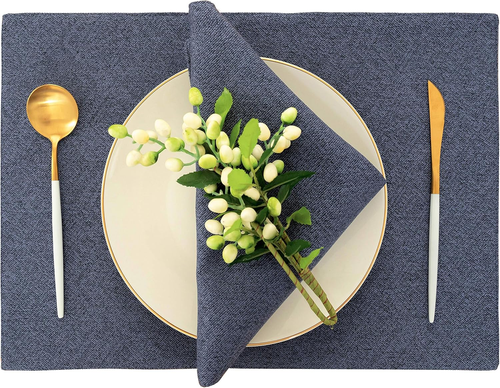 Blau Tischsets für Esstisch 6er Set Abwaschbar Leinen Platzsets für Küche T - Bild 2 von 7