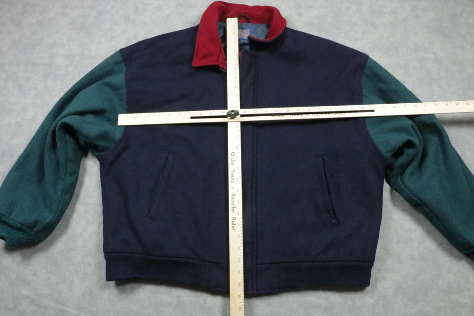 Chaqueta Pendleton De Colección Para Hombres 2XL Verde Marino Rojo Lana Thinsulate Bombardero Cremallera EE. UU. Foto 2 de 4