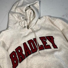 Champion Bradley University Hoodie Size Large  Red Logo Sweatshirt Pullover