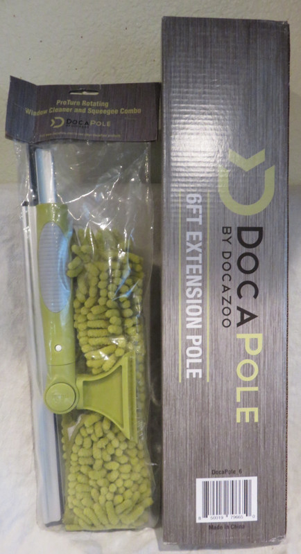 Docapole Rotating Window Cleaner & Squeegee Combo & 6ft Extension Pole New