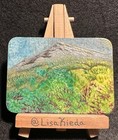 ACEO Original Landscape Mountain Floral Field Flowers Hills Wax Painting — photo 2