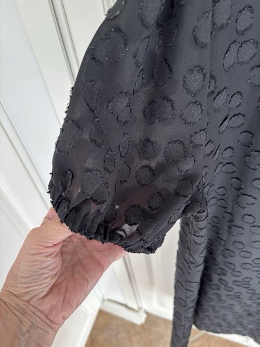 LOFT DRESS SOLID FLOWER BLACK PRINT SZ L - Picture 3 of 8