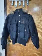 Baby Phat Womens Black Puffer Jacket Hooded F...