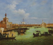 Handgemalt Ölgemälde 50x60 Canaletto Bacino di San Marco Reproduktion Öl Leinwan