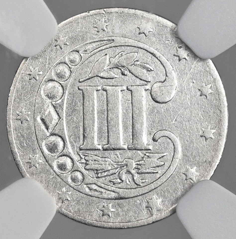 1858  3CS THREE CENT SILVER PIECE  NGC AU DETAILS "SCRATCHES"    #8404746-022 - Image 3 of 4