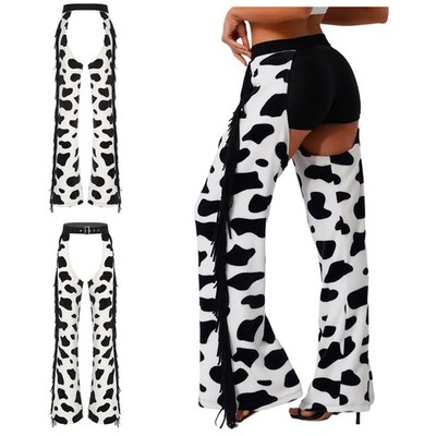 Damen Chaps Lange Leggings Stretchy Hosen Karneval Hose Party Pyjamahose Rave