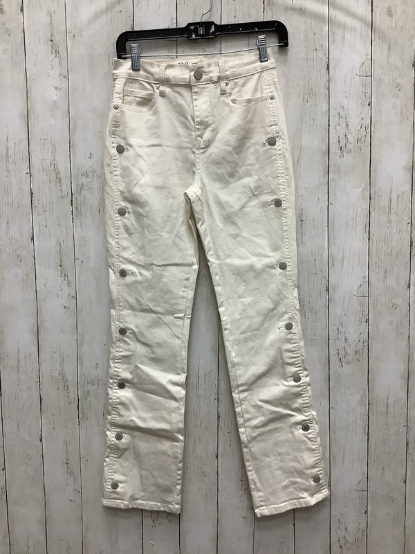 DG2 by Diane Gilman Size 2 White High-Rise Straight Leg Snap Detail Denim Jeans