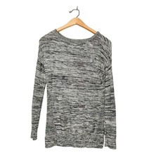 Ann Taylor LOFT Womens Classic Marled Knit Neutral Grey Black Sweater XS
