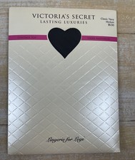 VTG Victoria's Secret Lasting Luxuries Control Top Sheer M Pantyhose Navy NEW