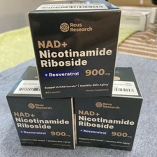 3 PACK NAD+ Nicotinamide Riboside Resveratrol 900mg Healthy Skin EXP: 11/26