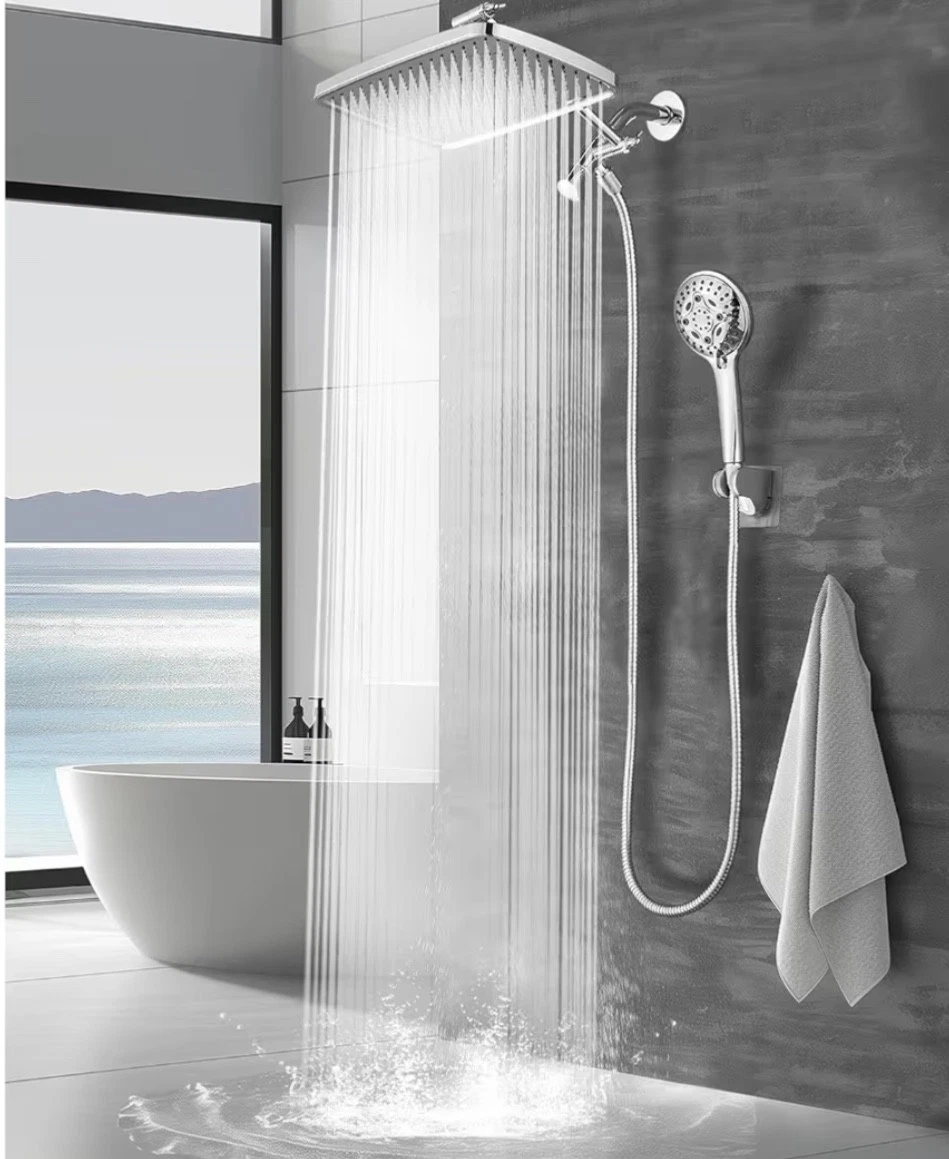 Heemli 12-inch Rain Showerhead - Dual Showerheads, High Pressure Showerhead