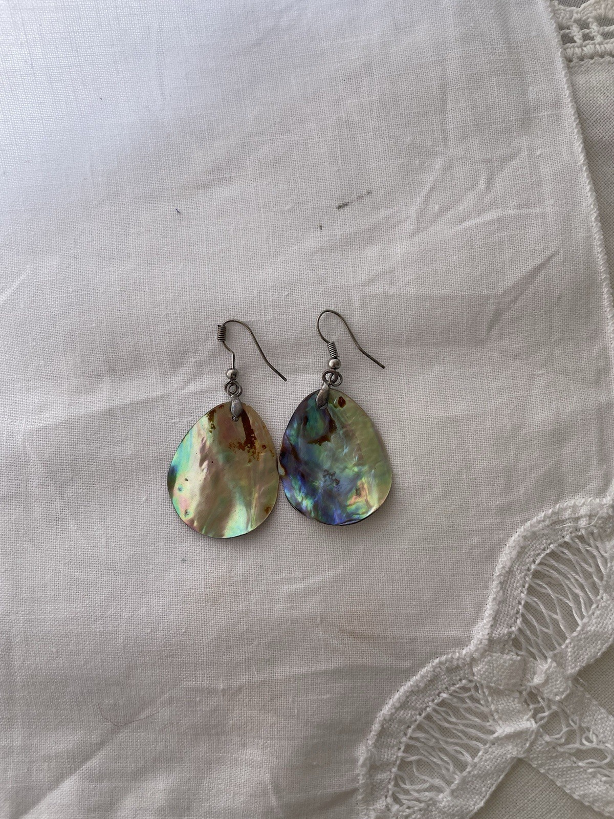 Sterling Silver Abalone Shell Dangle Earrings, Fl… - image 5