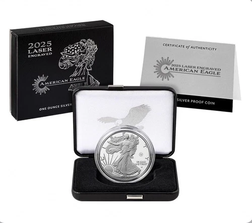 2025 Laser Engraved American Silver Eagle One Ounce .999  Proof with Box and COA