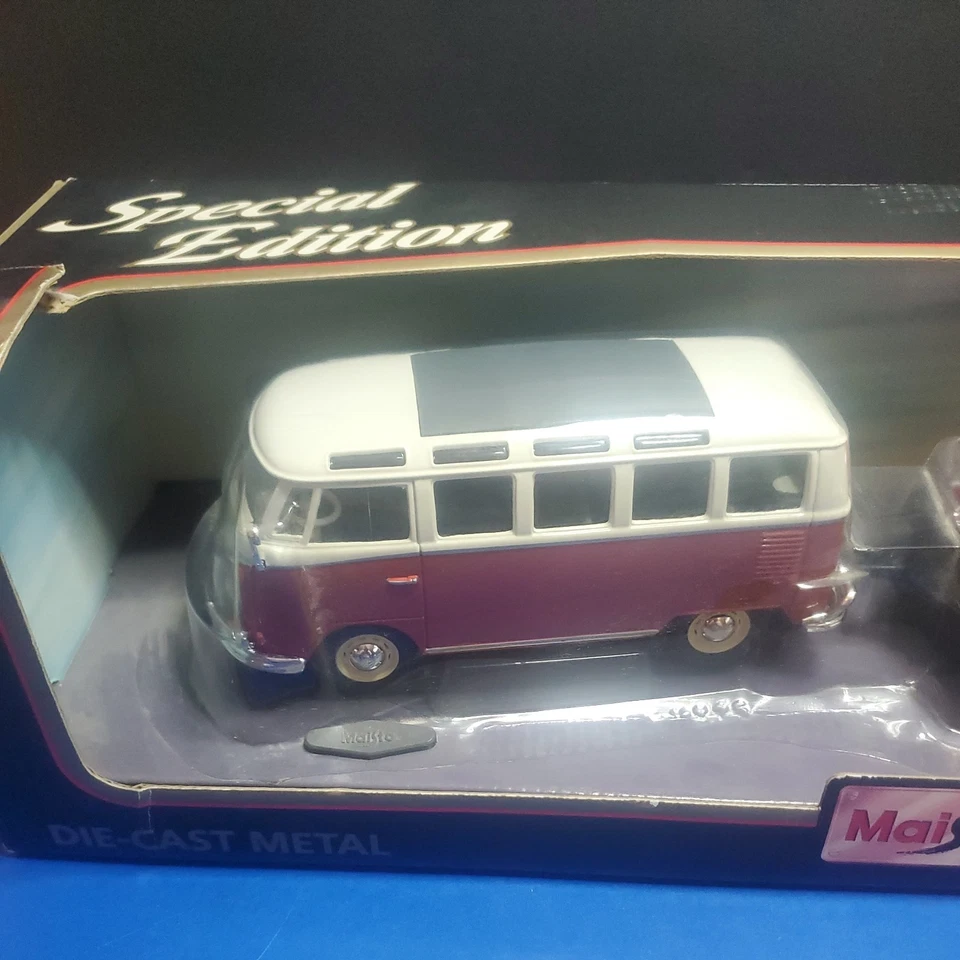 Autobús furgoneta Maisto Show Hauler serie VW Volkswagen con escarabajo y remolque fundido a presión nuevo en caja Foto 2 de 4