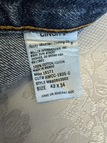 Cinch Men’s 42x33 Loose Fit Black Label Dark Stone Blue Jeans Relaxed Fit - Picture 4 of 8