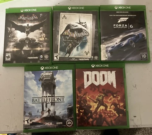 Lot of 5-XBOX ONE Games, Batman- Forza 6- Batman- Star Wars- Doom.