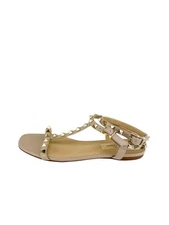 Valentino Garavani Women's Leather Rockstud Sandal Poudre Size 35.5 IT (5.5 US)