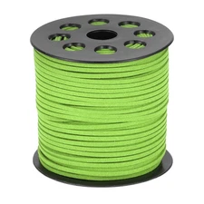 98 Yd x 2.6mm Flat Leather String Cord Faux Suede Cord Strip Bright Green