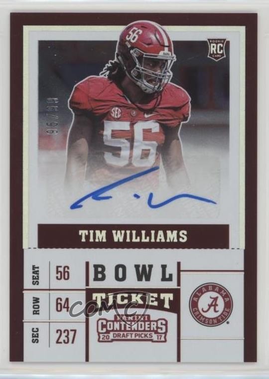 2017 Contenders Draft Picks Bowl Ticket 95/99 Tim Williams Rookie Auto RC 0f8