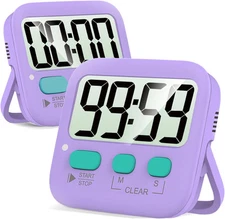 Antonki 2 Pack Digital Timer for Kids, Magnetic Countdown Fresh Purple 