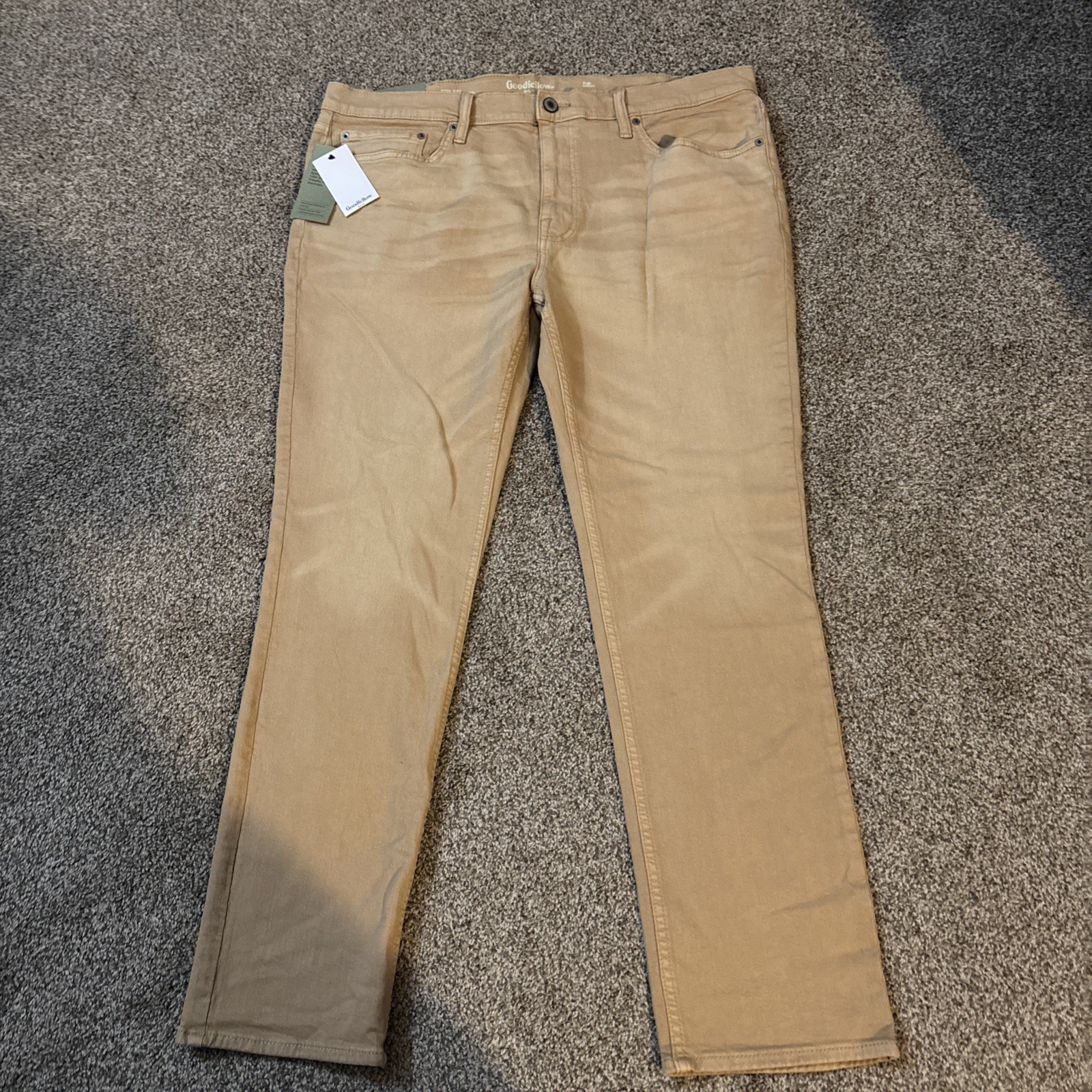 's Slim Fit Jeans 40x32 Beige Total Flex Stretch Denim Goodf