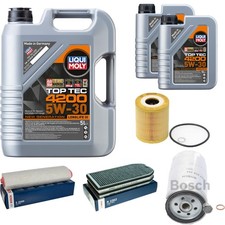 BOSCH Inspektionspaket 7 L LIQUI MOLY Top Tec 4200 5W-30 für BMW 7er 730d