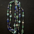 VTG 24” SHADES OF BLUE PLASTIC BEADED NECKLACE-COSTUME JEWELRY