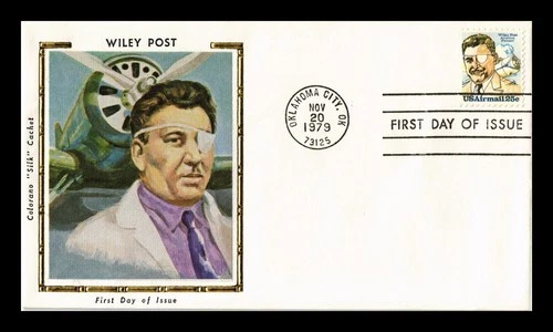 US COVER WILEY POST AVIATION PIONEER AIR MAIL FDC COLORANO SILK CACHET