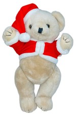 TEDDY BEAR CHRISTMAS 1970 STUFFED ANIMAL PLUSH SANTA JACKET LEGS MOVE DECOR ONLY