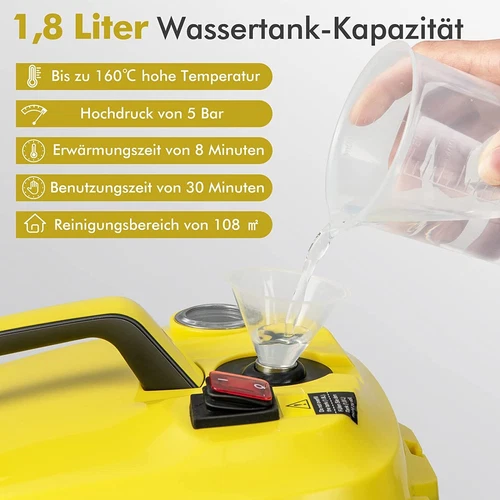 Dampfreiniger Reinigungsmaschine 2000W mit 13 Zubehör 1,8L Tank Dampfbesen - Bild 6 von 9